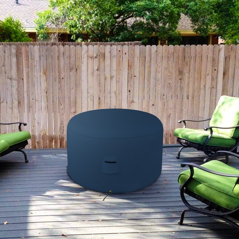 HeavyDuty Multipurpose Waterproof Round Ottoman Deck Box Cover,Outdoor Round Storage Box Bench Cover, 18" H x 24" W x 24" D