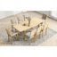 Ensemble de table de salle à manger rectangulaire extensible pour 8 personnes, bois d'hévéa brun naturel avec chaises rembourrées gris doux, 84 po