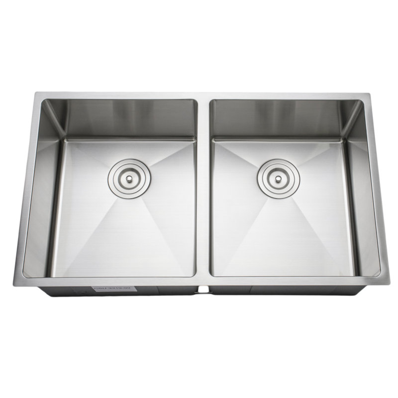 33'' Matte Stainless Steel Double Bowl Undermount Kitchen Sink