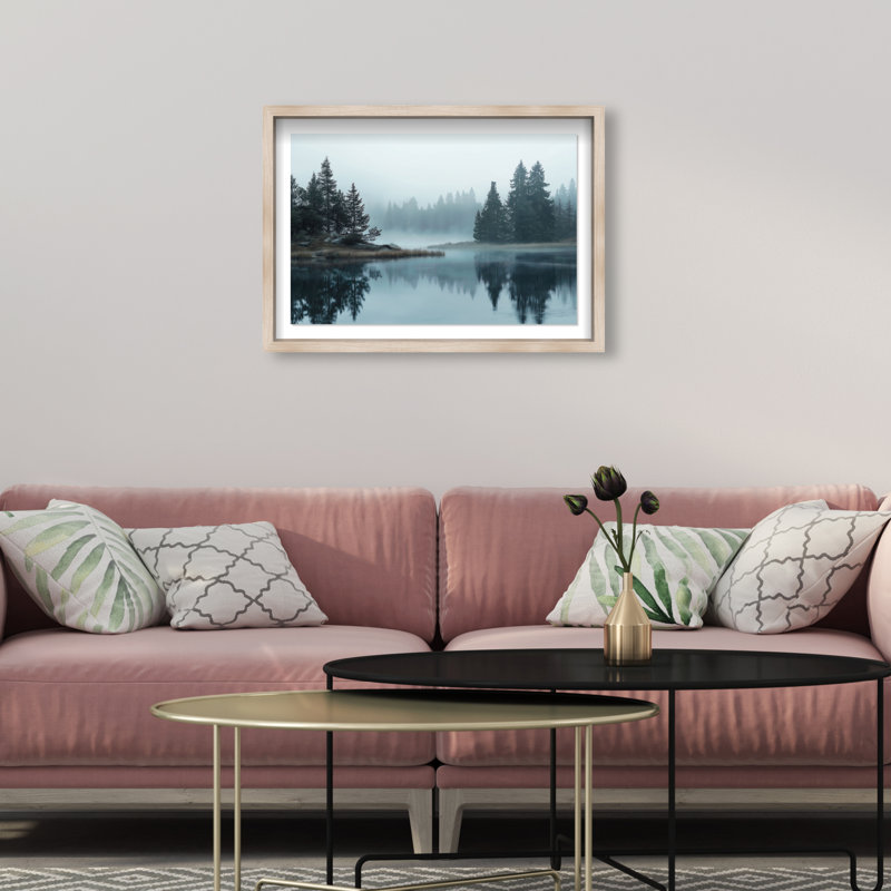 Morning Lake II Framed Graphic Art, 17.5" H x 25.5" W, Natural Oak Shadowbox
