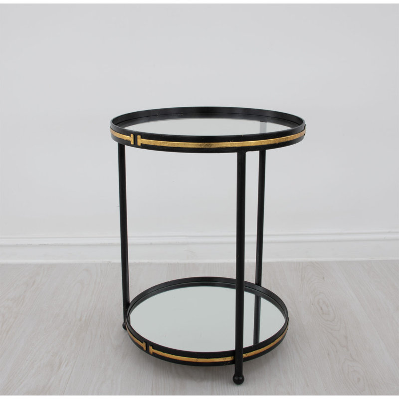 Tiffany End Table, Black/Gold Leaf