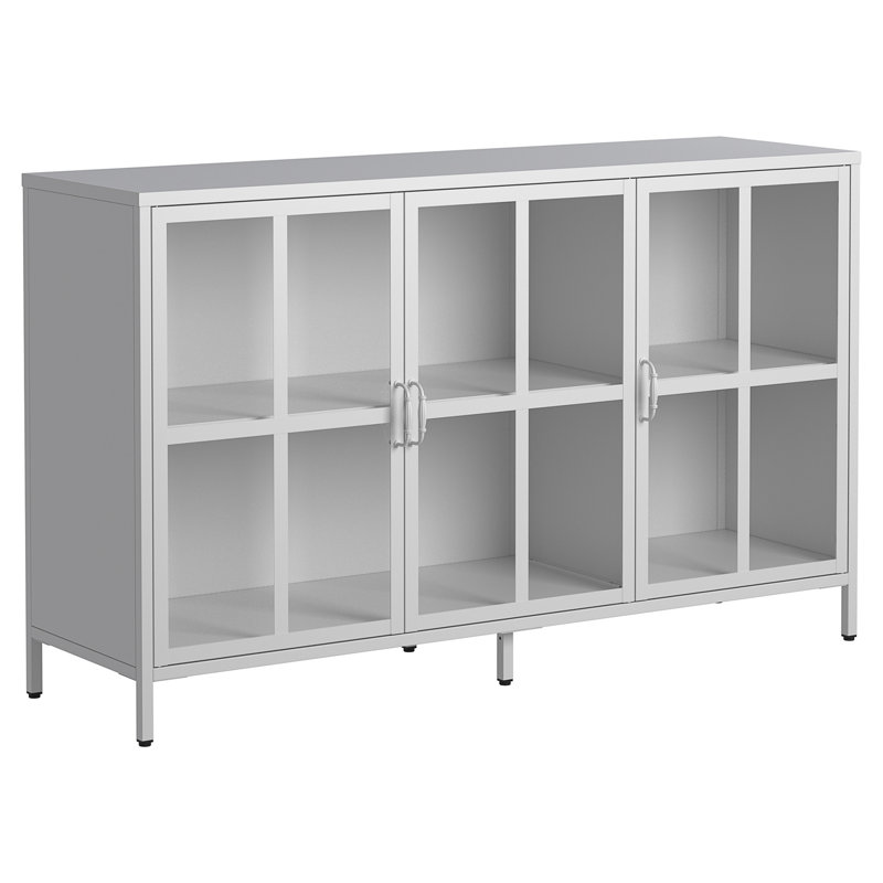 Armoire de rangement 55 po en métal Sideborad, Blanc