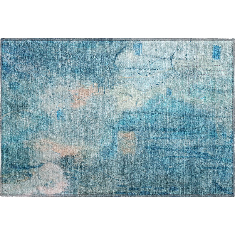 Tapis abstrait lavable à la machine de qualité supérieure Mayfield AMF2032, 1 pi 8 po x 2 pi 6 po, Bleu