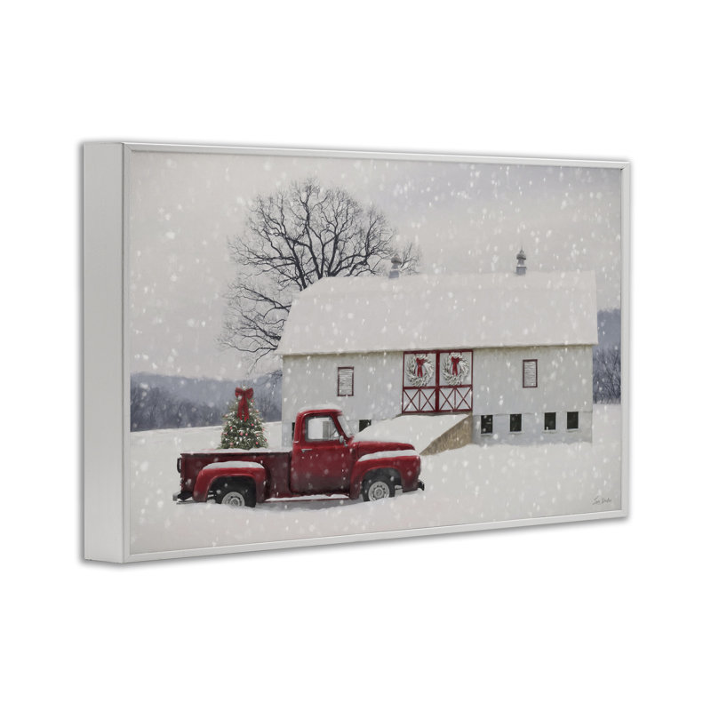 «Snowy Farmhouse on Christmas», estampe numérique encadrée, design par Lori Deiter, H 12 po x l 18 po