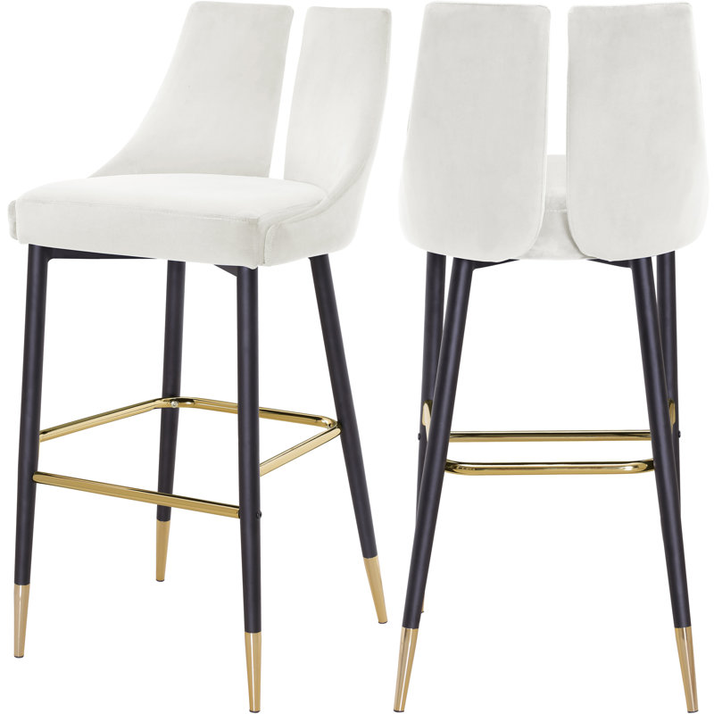 Cowans Upholstered Counter Stool with Metal Frame, Cream Velvet