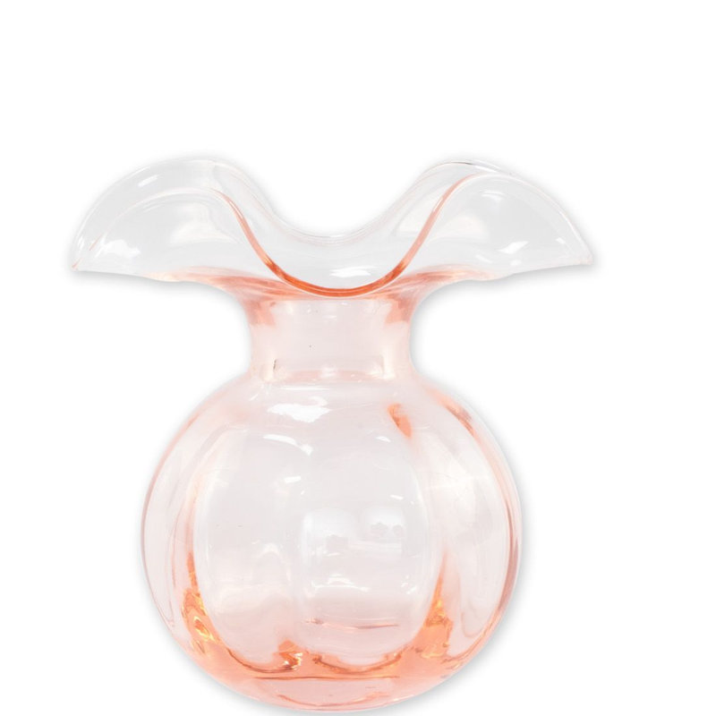 Hibiscus Glass Vase, 5.5" H x 5" W x 5" D - Bud, Pink