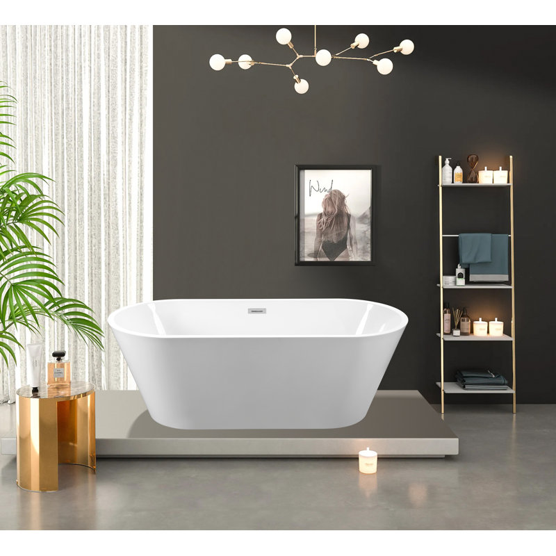 59'' x 30'' Freestanding Soaking Acrylic Bathtub