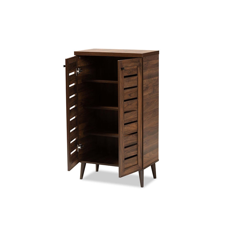 8 Pair Shoe Storage Cabinet, Walnut Brown
