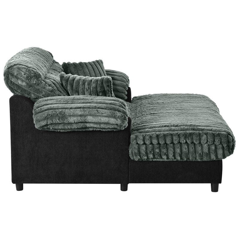 Canapé méridienne moderne 62 po Cloud, Green