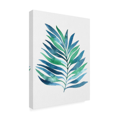 "Sibylle bleu et vert, feuilles d'aquarelle 1 sur toile" par Cami Juncos, impression