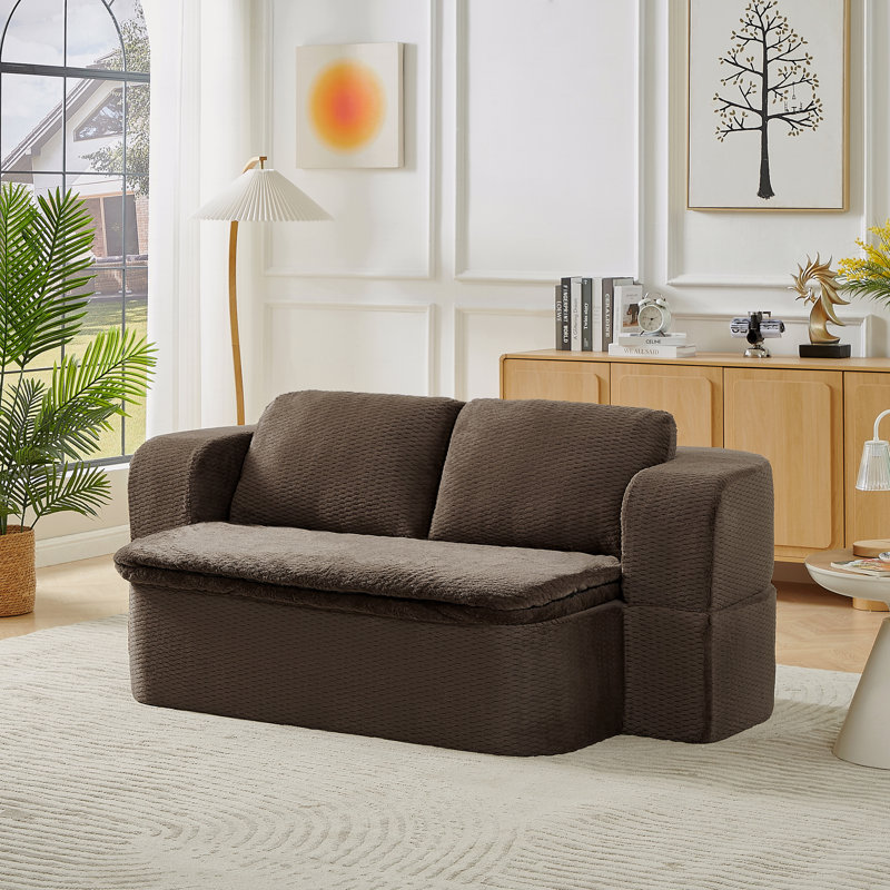 Canapé-lit convertible, canapé-lit à compression moderne en futon pliable, Marron foncé