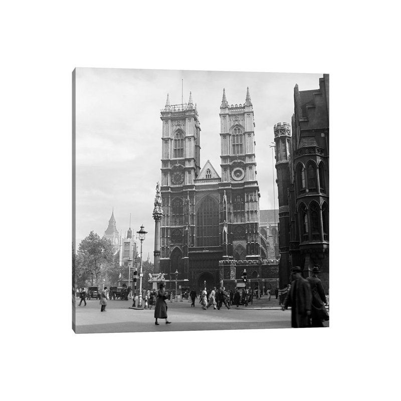 1930s Street Scene Westminster Abbey City Of Westminster Central London England by Vintage Images - Wrapped Canvas Gallery-Wrapped Canvas Giclée