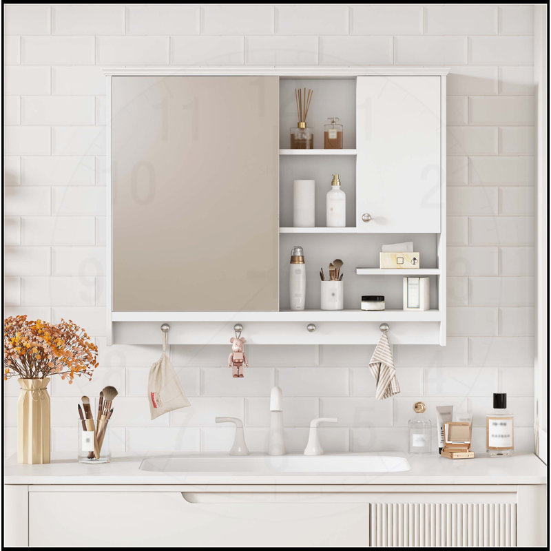 Armoire de salle de bain murale polyvalente avec tablettes réglables et porte miroir pour un rangement amélioré