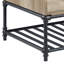 Table basse industrielle moderne en chêne et gris sablé 24 po Profondeur avec compartiment de rangement spacieux