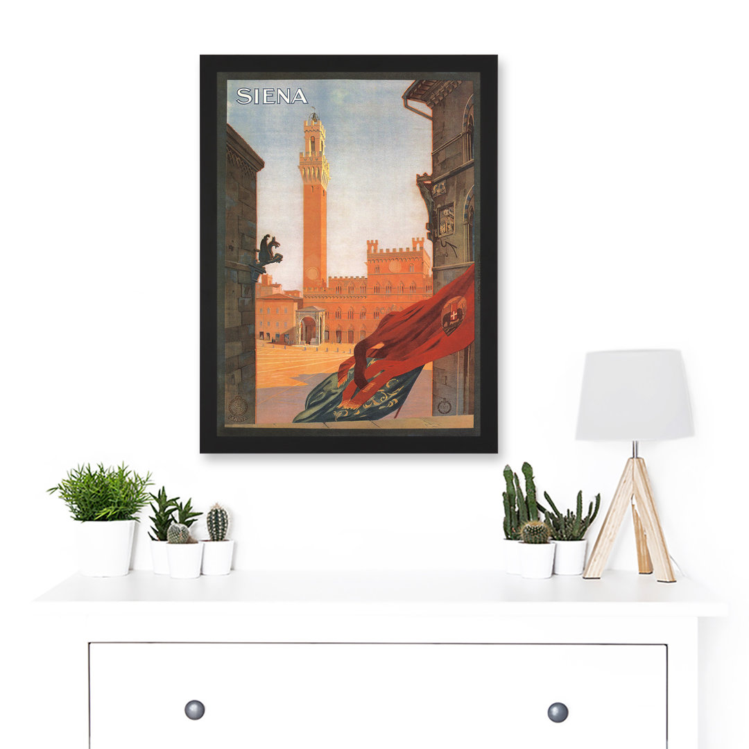 Vintage Travel Advert Siena Torre Del Mangia Italy - Single Picture Frame Print