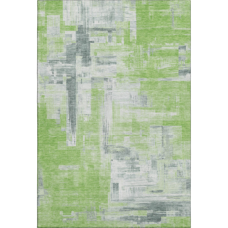 Premium Machine Washable Kumbhar AMF1338 Blocks Rug, Rectangle 10' x 14'