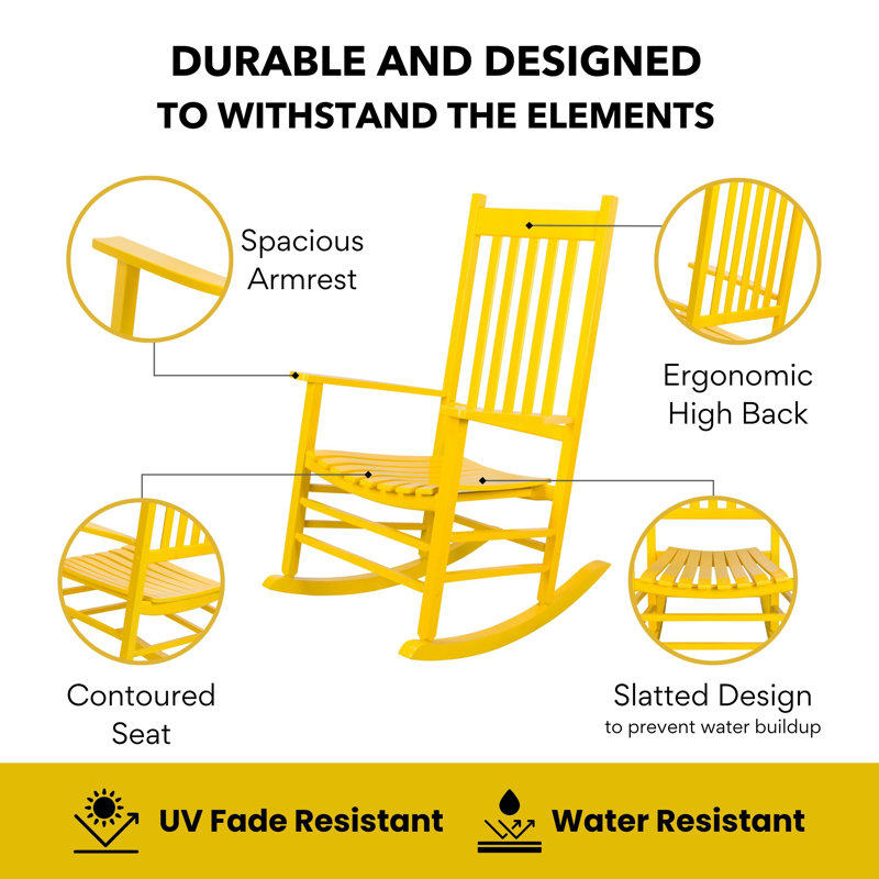 Outdoor Emjay Rocking Solid Wood Chair, Lemon