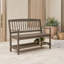 Banc de rangement en bois d'acacia avec tablette intégrée, détails sculptés à la main et cadre robuste pour le hall d'entrée-1662389935