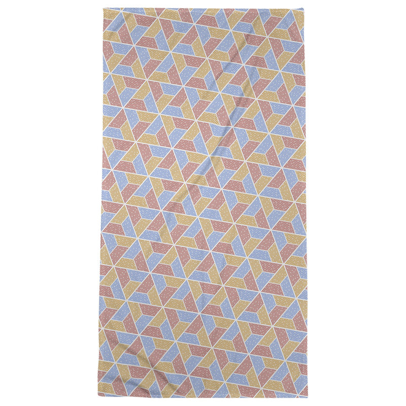 Serviette de plage trapézoïdes, Rouge/bleu/orange