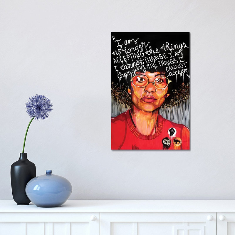 Angela Davis by Domonique Brown - Print on Canvas, Wrapped Canvas, 20.32 cm H x 30.48 cm W