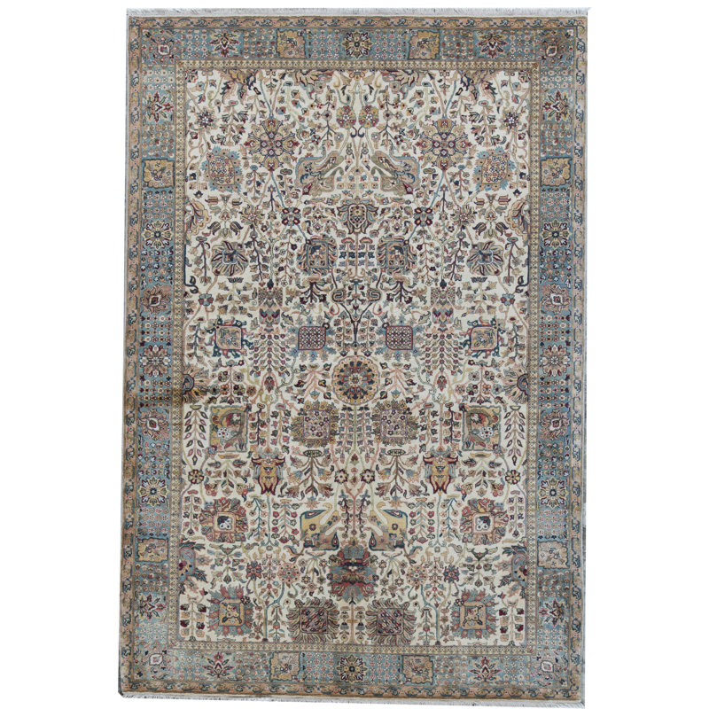 Tapis crème de haute qualité noué à la main