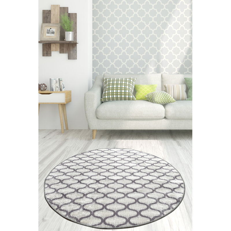 Tapis rond de qualité supérieure, 39,4 po de diamètre, gris et gris clair | 100% polyester, hauteur des poils de 0,4 po, antibactérien, antidérapant | Lavable à la machine, doux et durable pour le salon, la chambre à coucher et la salle de jeux