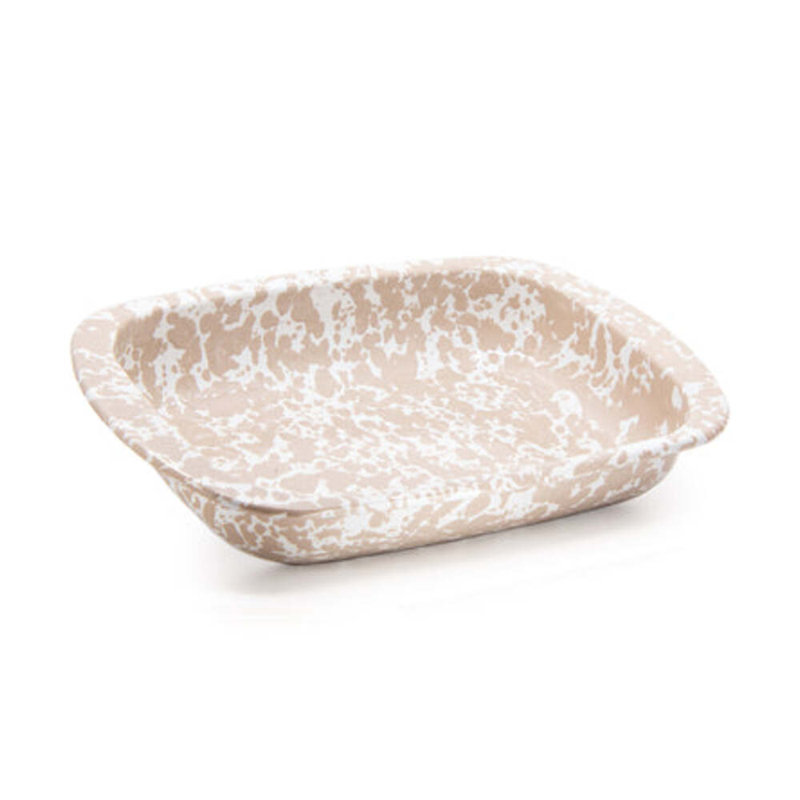 Golden Rabbit Enamelware Swirl Baking Pan, Taupe Swirl