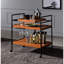 Rectangular Metal And Wood Cart In Black Oak, 2 Open Compartments, 20lbs Shelf Capacity, 29.13 In. Width Oaken Honey Oak & Serving Cart, 21 Package Width, Composite