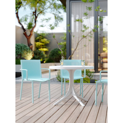 Modern Plastic Armchairs For Indoor And Outdoor Spaces, 4pcs , All-weather, Ergonomic Slatted Back, Blue, , Instant Setup, Pop - Up Business Events All-weather Stackable With Blue Color, -,