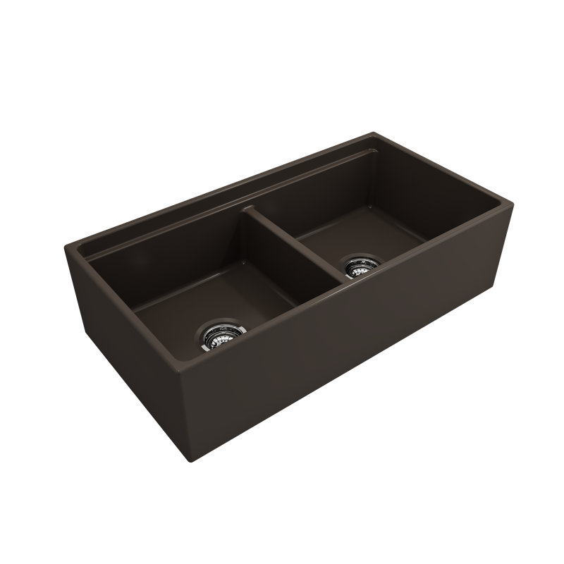 Contempo 36'' L Double Basin Kitchen Sink, Matte Brown