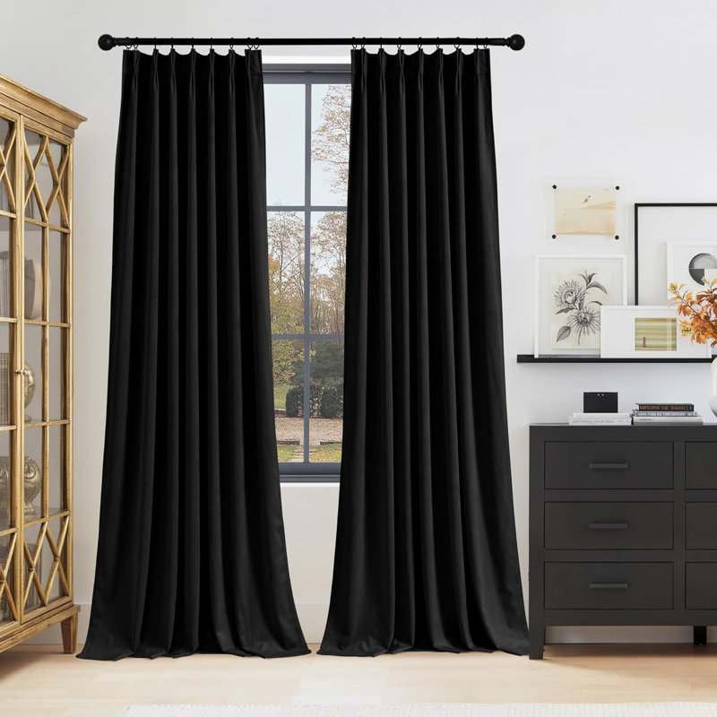  Velvet Pinch Pleated Back Tab Blackout Curtains Thick UV Protect Thermal Insulation Elegant Drapes for Season Dining Room/Bedroom/Living Room/Dorm, 2 Panels