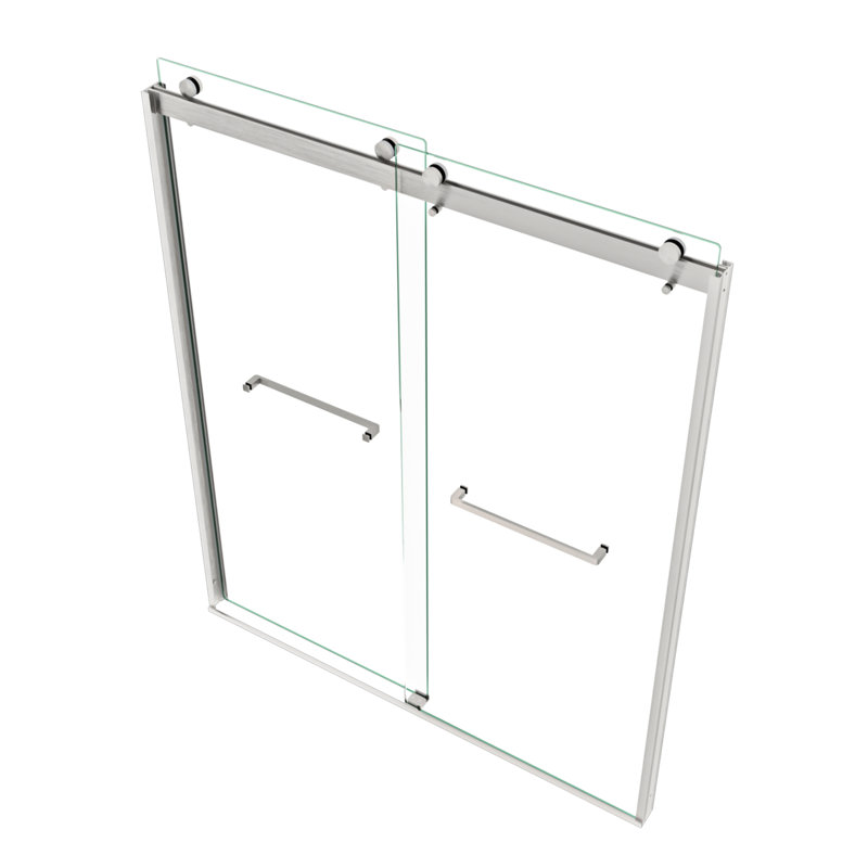 Porte de douche Bypass au fini nickel brossé - verre trempé de 5/16 po, mouvement fluide, fuite de nickel en verre, installation facile, salle de bain