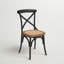 Chaise de salle à manger en métal avec siège en rotin brun et ensemble de détails incurvés-1712071234