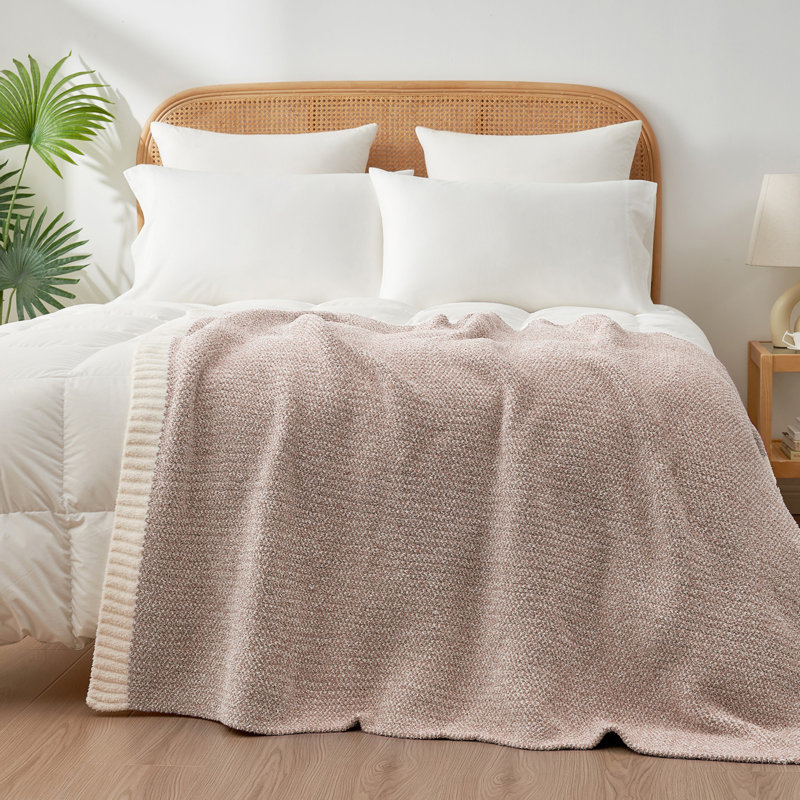  Jeté tricoté réversible Heather Knit, L 60 po x l 50 po, Taupe