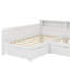 Structure de lit de jour en L pour lit double en bois, comprenant 3 tiroirs de rangement et une bibliothèque-122526782