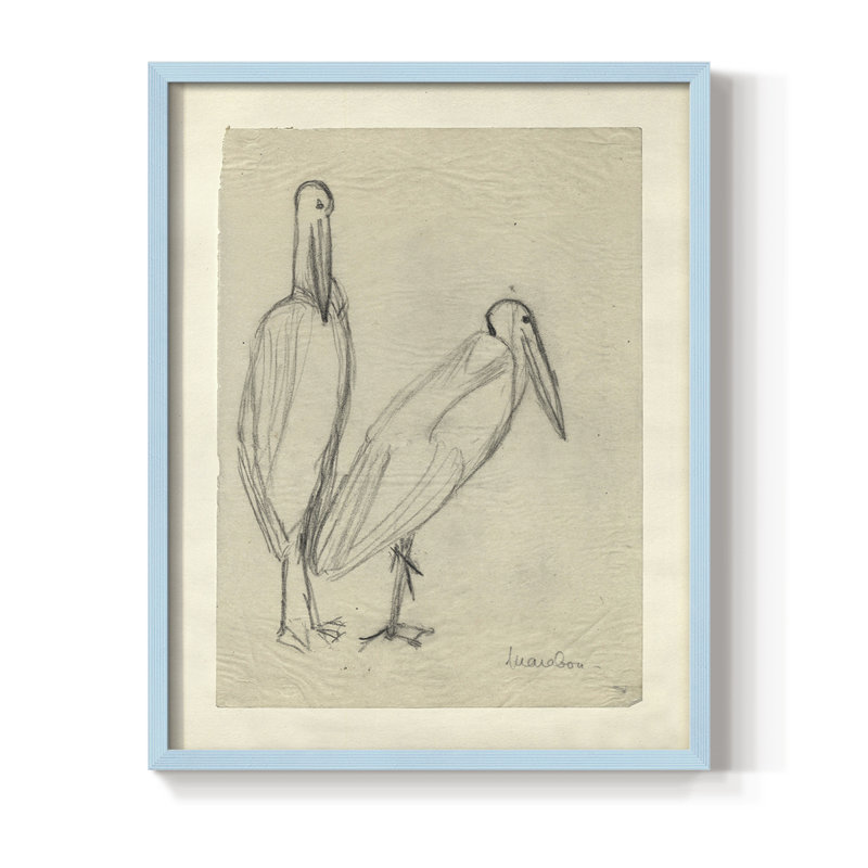Reproduction encadrée rétro C III - bois massif, H 21 po x l 17 po, Bleu
