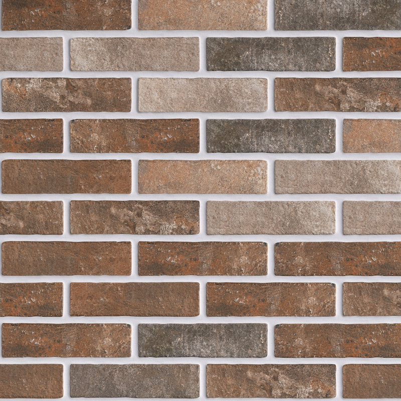 Jerica Brick 2.95 In. X 11 In. Matte Porcelain Floor And Wall Tile, Mix
