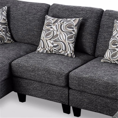 Contemporary Style Armless Chair Gray Color Chenille Upholstered Chair Living Room Furniture Plush Seat Pillow
