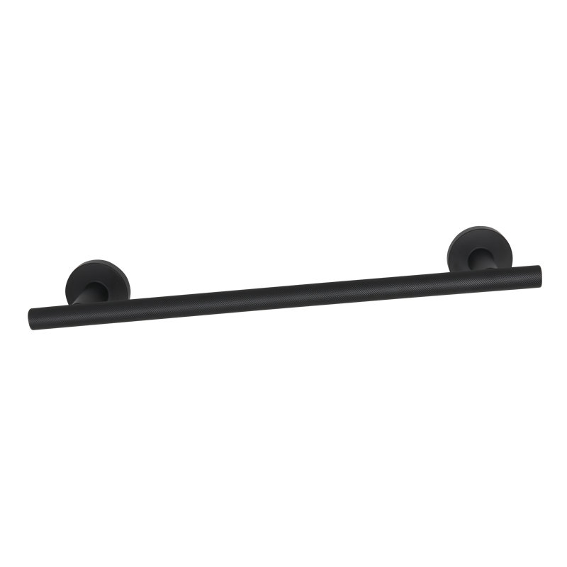 Vita Bella Bath- Towel Holder Knurled Bar 12", Matte Black, 2" H x 14" L x 3" D