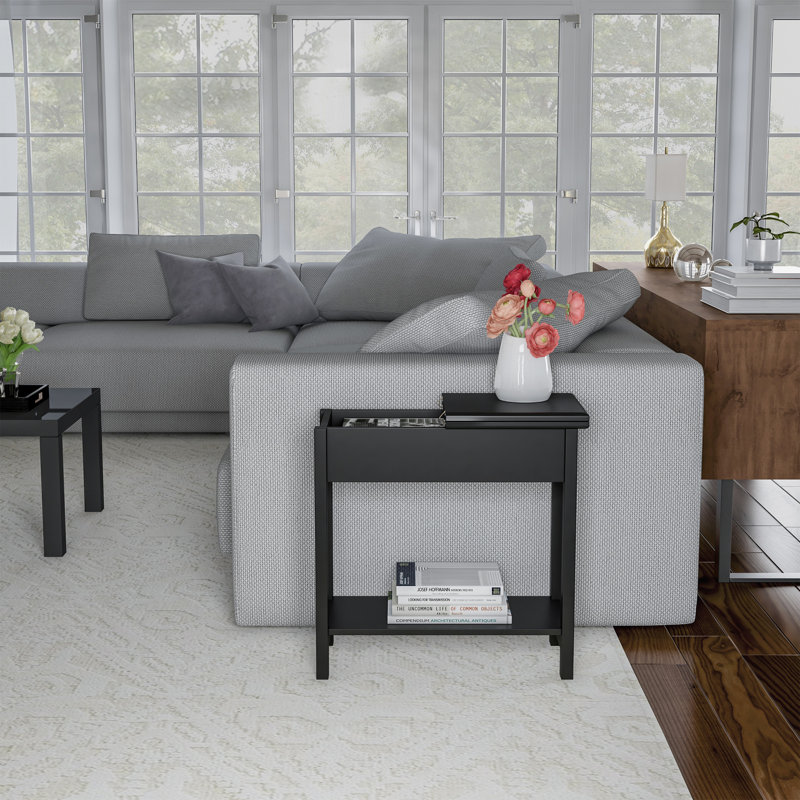 Shumate Narrow End Table - Slim Console with Storage Compartment and Lower Shelf for Living Room, Hallway, Entryway and Small Spaces