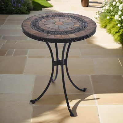 Villena Round Stone Outdoor Bistro Table - 60 cm W 60 cm D