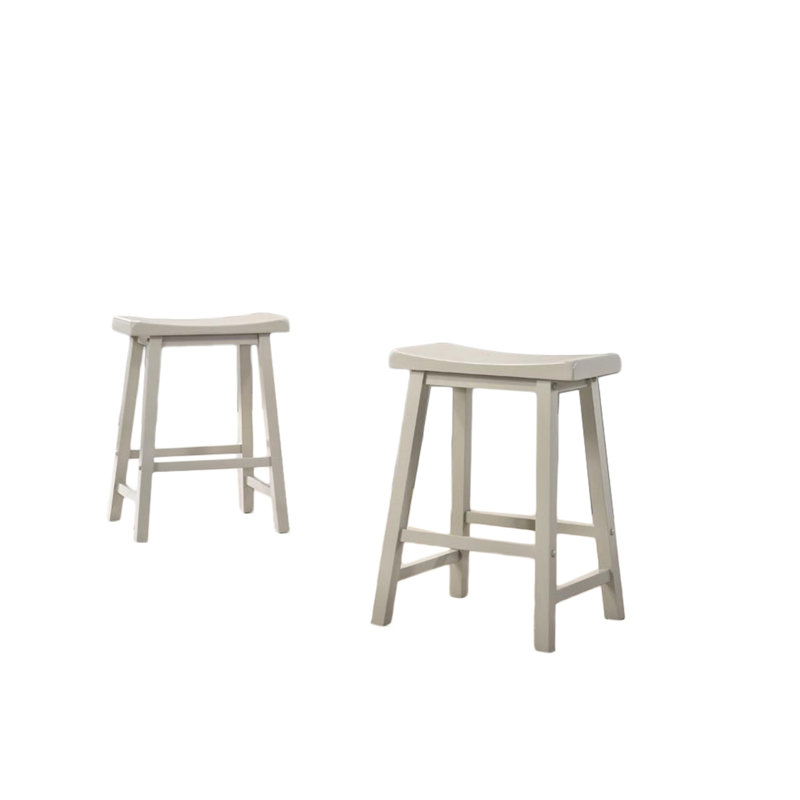 Tabouret ergonomique à hauteur de comptoir 2 - Gris sans dossier, bois massif, siège en panneau de particules, assemblage rapide, repose-pieds de 4 po, pieds évasés ergonomiques, structure en bois, Unite, repose-pieds