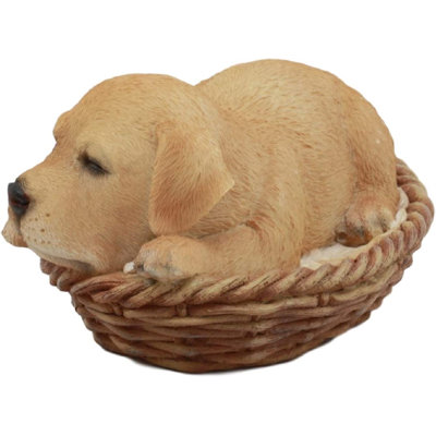 Azaleah Labrador réaliste dormant dans un panier en osier