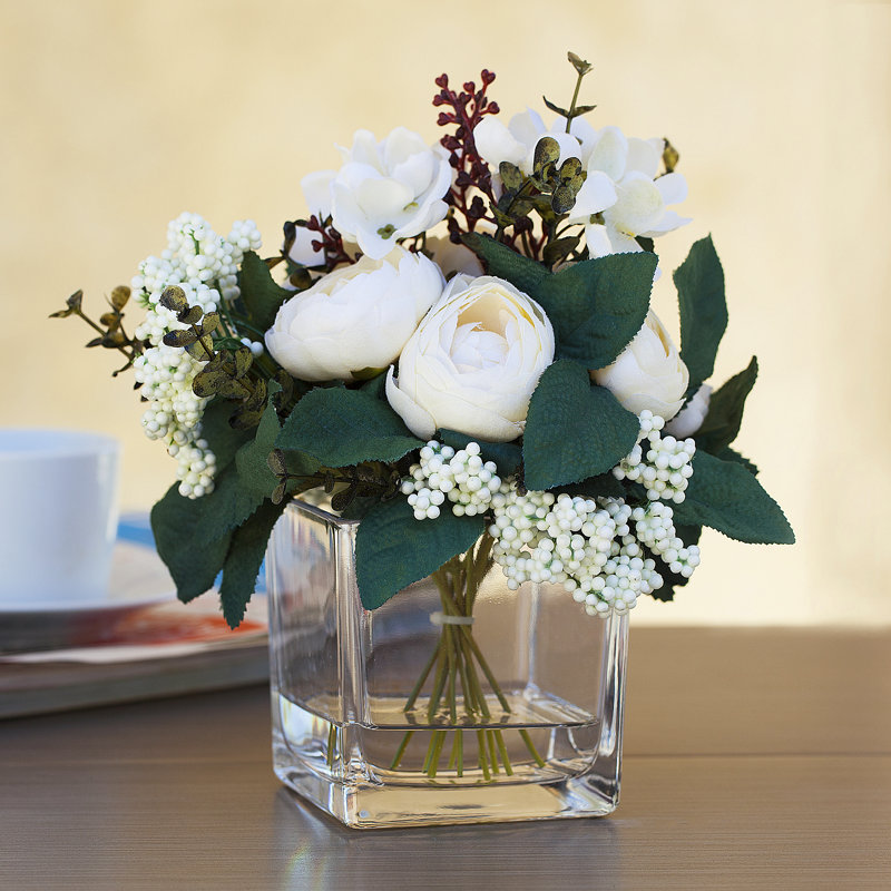 8 " Silk Ranunculus Arrangement, Beige