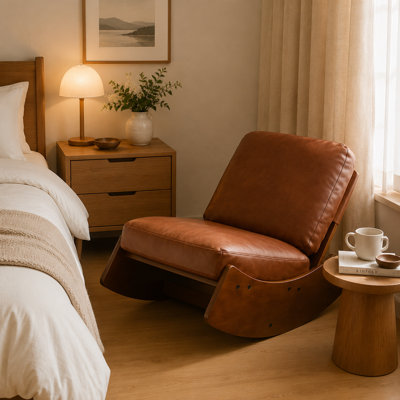 24.21" Wide Faux Leather Upholstered Rocking Chair