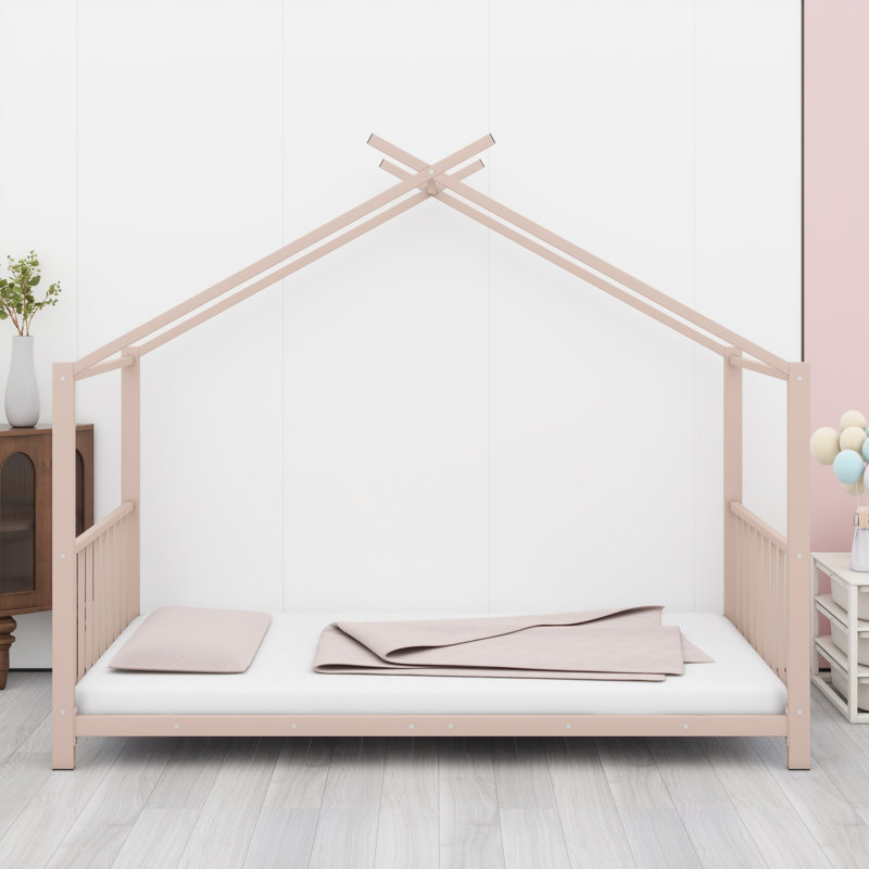 Lit plateforme en métal, Rose