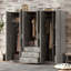 Armoire-penderie 6 portes en bois pour chambre à coucher, avec grands tiroirs, gris