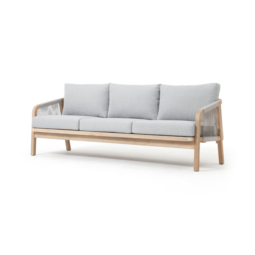80 “W Outdoor Acacia Wood Woven Sofa With Cushions Highland Dunes