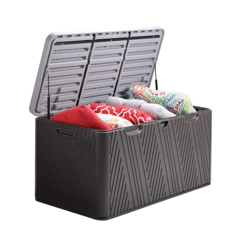 Aoodor 85 Gallon Water Resistant Plastic Lockable Deck Box, Brown