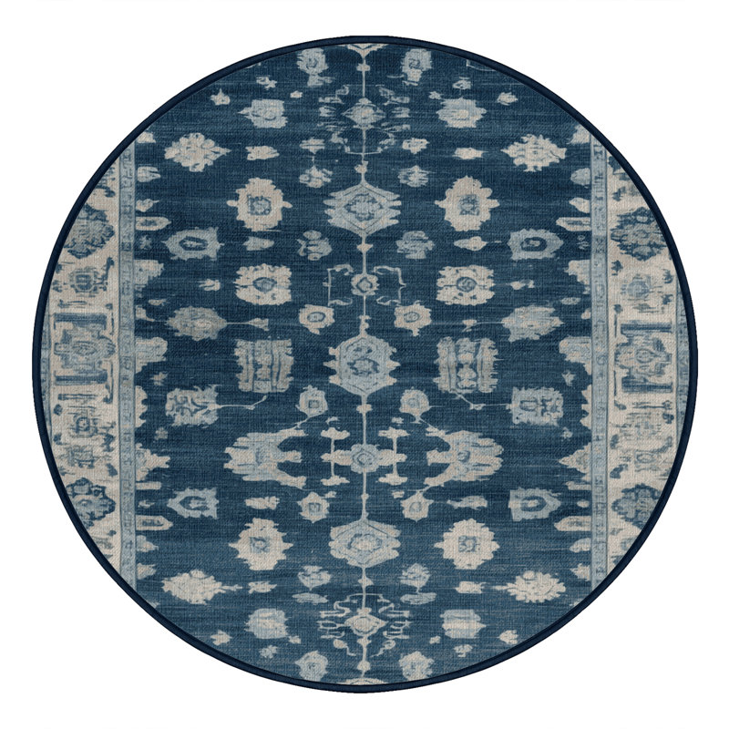 Machine Washable Overdyed Gray Area Rug, Round 3'